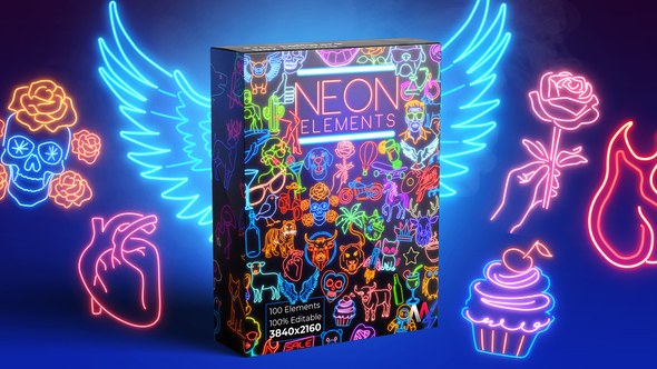 Videohive 100 Neon Elements | V2 Elements template preview