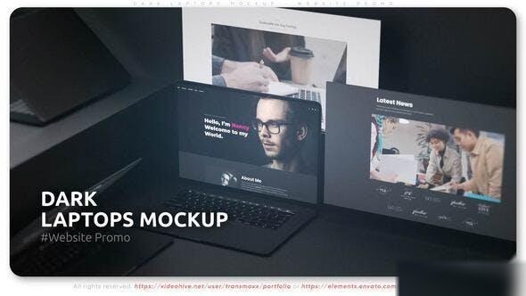 Videohive Dark Laptops Mockup - Website Promo Openers template preview