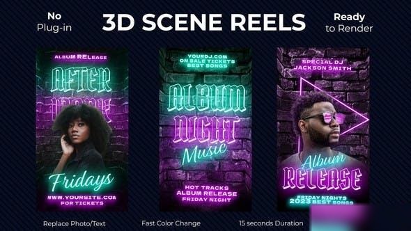 Videohive 3D Instagram Reels Openers template preview