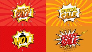 Comic Book Sale Cartoon Video Displays template preview