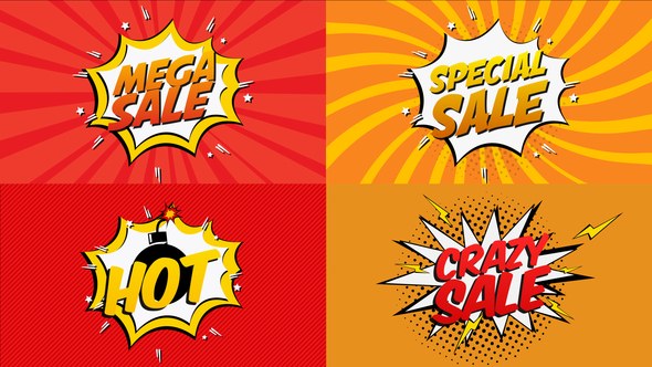 Comic Book Sale Cartoon Video Displays template preview