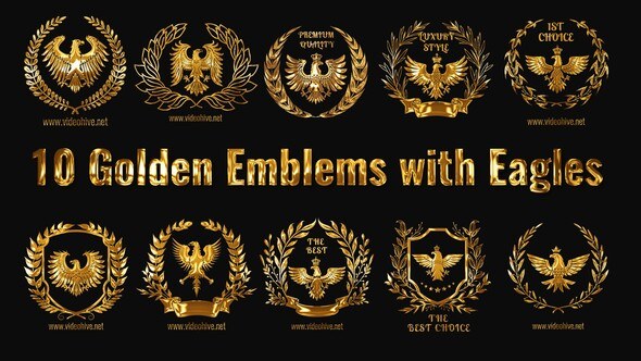Videohive 10 Golden Emblems with Eagles Openers template preview