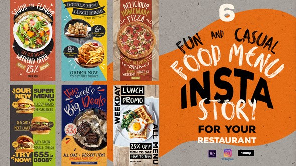 Videohive Fun Casual Food Menu Instagram Stories Product Promo template preview