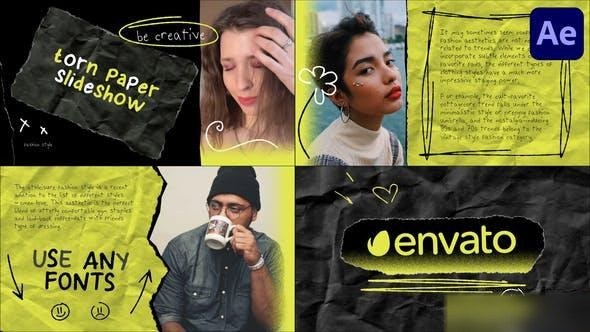Videohive Torn Paper Slideshow for After Effects Openers template preview