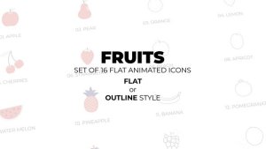 Videohive Fruits - Set of 16 Animated Icons Flat or Outline style Elements template preview