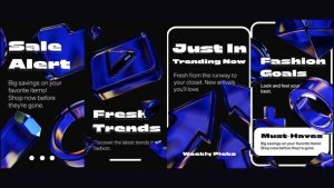 Videohive Vivid Blue Iridescent Shapes Bundle Titles template preview