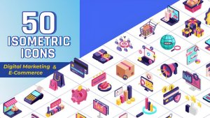 Videohive Isometric Icons Digital Marketing Elements template preview