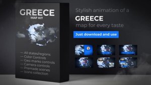 Videohive Greece Map - Hellenic Republic Map Kit - Hellas Animation Video Displays template preview