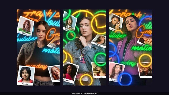 Videohive Neon Photo Memories Stories Openers template preview