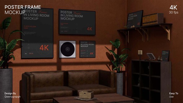Videohive Poster Frame In Living Room Mockup Elements template preview