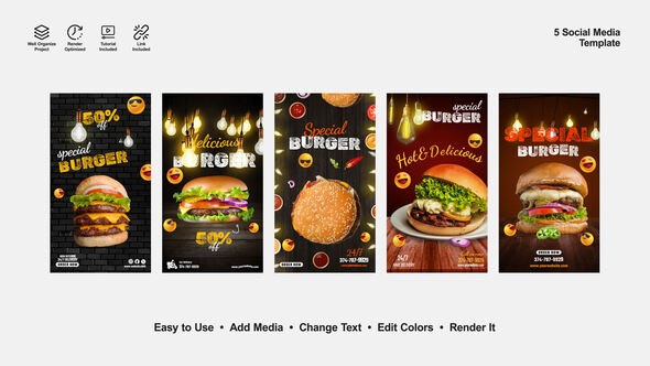 Videohive Delicious Burger Instagram Stories Product Promo template preview