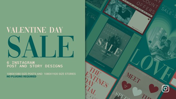 Videohive Valentine's Day Instagram Post And Story Product Promo template preview