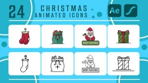Videohive set of christmas icons pack animation video Openers template preview