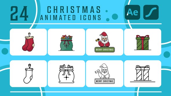 Videohive set of christmas icons pack animation video Openers template preview
