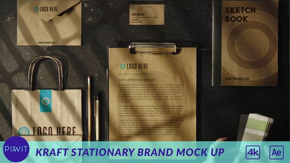 Videohive Kraft Stationary Brand Mock Up Elements template preview