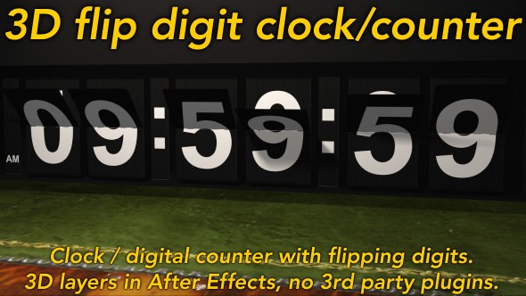 Flipping Clock - 3D counter with split flap / flip digit numbers Video Displays template preview