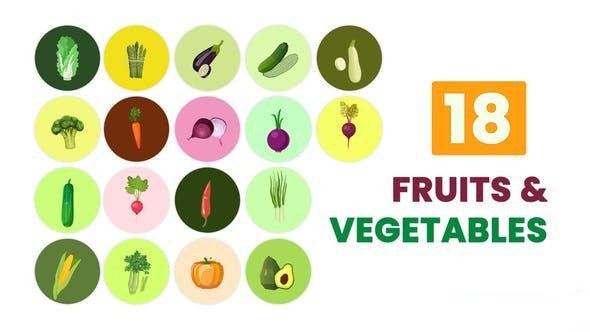 Videohive Fruits And Vegetables Animated Element Pack After Effects Template Elements template preview