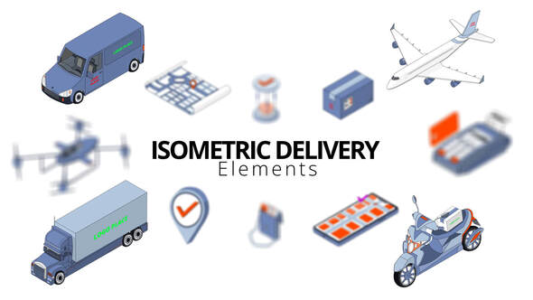 Videohive Isometric Delivery Elements Elements template preview