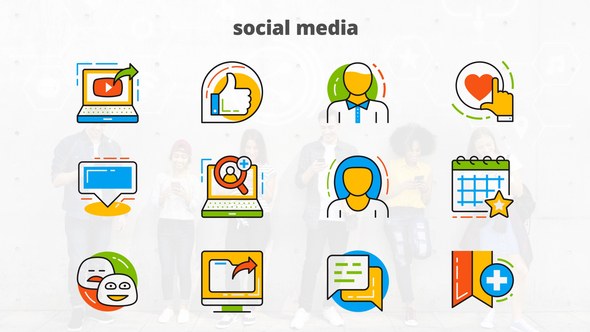 Social Media - Flat Animated Icons Video Displays template preview