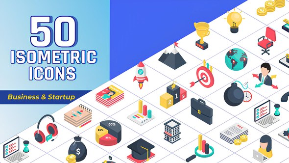 Videohive Isometric Icons Business and Startup Elements template preview