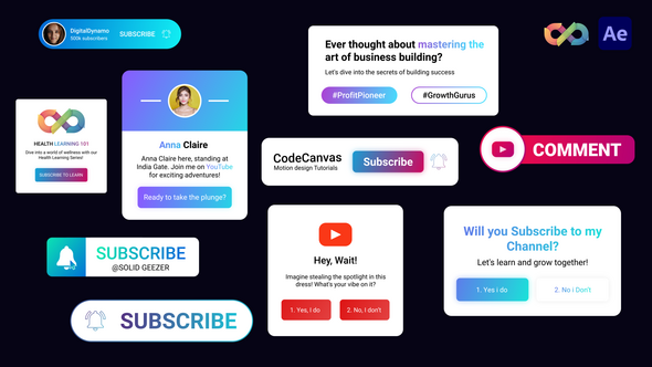 Videohive Gradient Youtube Elements 1 Elements template preview