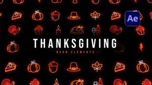 Videohive Thanksgiving Neon Elements Elements template preview