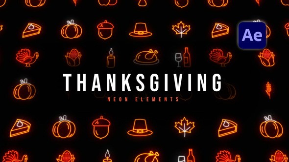 Videohive Thanksgiving Neon Elements Elements template preview