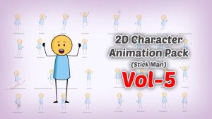 Videohive 2D character Animation Pack Vol 5 (Stick Man) Product Promo template preview