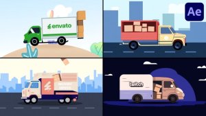 Videohive Delivery Service Truck Explainer for After Effects Openers template preview