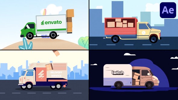 Videohive Delivery Service Truck Explainer for After Effects Openers template preview