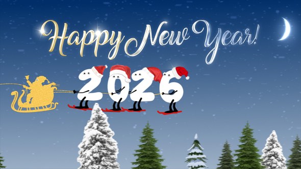 Videohive New Year Cartoon Skier 2026 | After Effects Openers template preview
