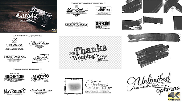 70 Grunge Vintage Titles & Brush Toolkit Video Displays template preview
