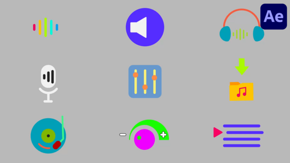 Videohive Music And Audio Icons Pack for After Effects Elements template preview