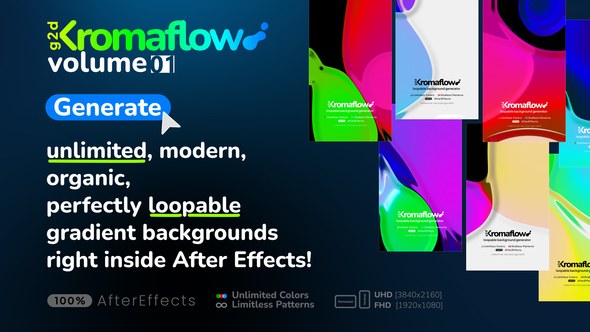 Videohive Generative Organic Fluid Gradient Background Loops - Kromaflow Volume 01 Elements template preview