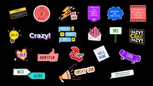 Videohive Colorful Stickers Pack Titles template preview