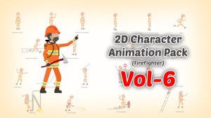 Videohive 2D character Animation Pack Vol 6 (firefighter) Product Promo template preview