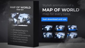 Videohive Map of World with Countries - Animated Map Video Displays template preview