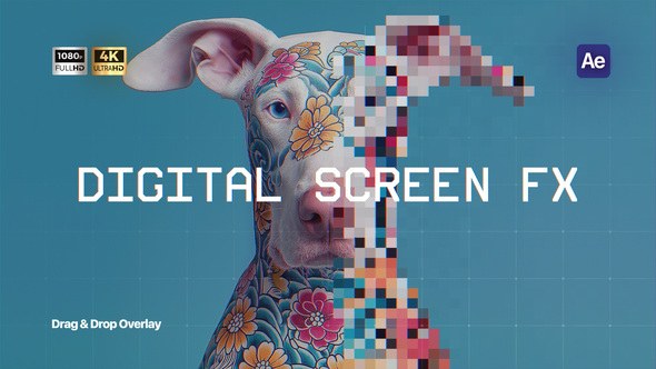 Videohive Digital Screen FX вЂ“ Monitor Pixel Overlay Elements template preview