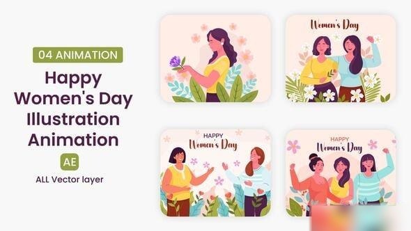 Videohive Happy Women's Day Illustration Scene Elements template preview