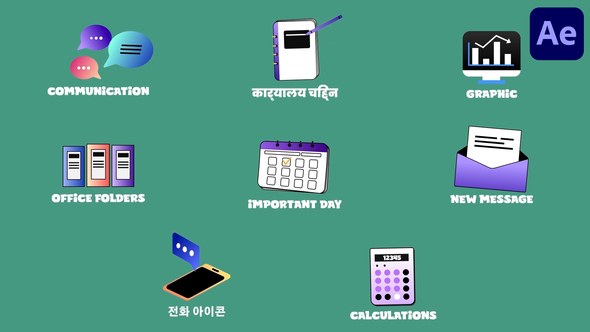Videohive Office Task Icons And Titles for After Effects Titles template preview