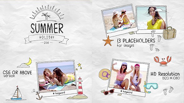 Summer Holidays Video Displays template preview