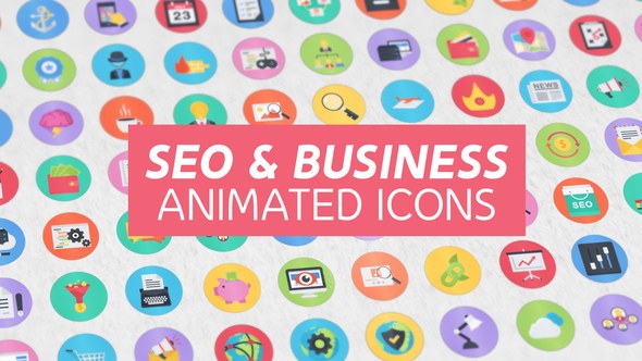 100 Seo & Business Modern Flat Animated Icons Video Displays template preview
