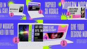 Videohive Laptop Clay Mockup Landscape Product Promo template preview