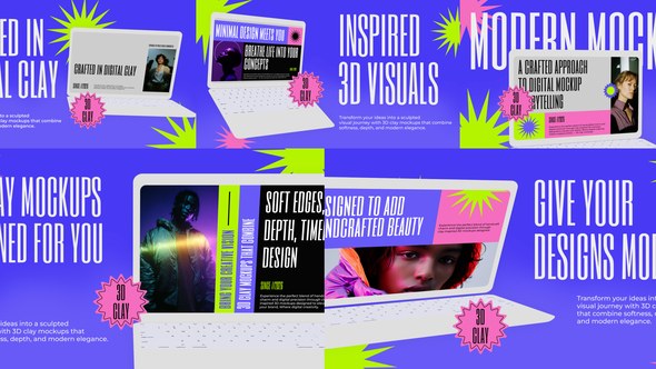 Videohive Laptop Clay Mockup Landscape Product Promo template preview