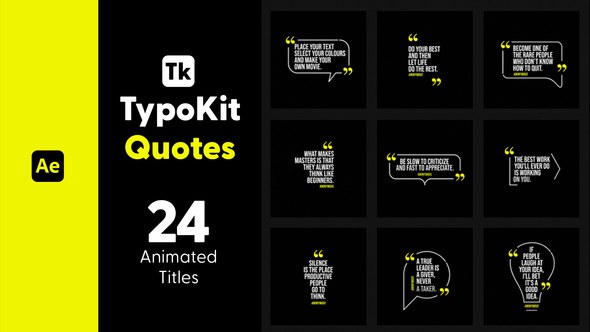 Videohive Typo Kit Quotes Titles for After Effects Titles template preview