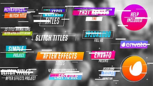 Colourful Glitch Titles Video Displays template preview