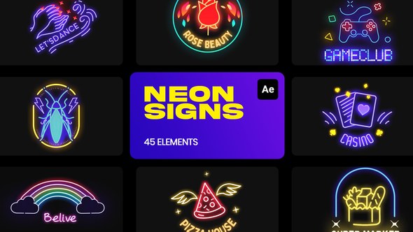 Videohive Neon Signs for After Effects Elements template preview