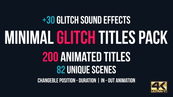 Minimal Glitch Titles Pack + 30 Glitch Sound Effects Video Displays template preview