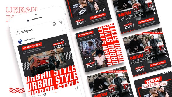 Videohive Urban Streetwear Instagram Post Product Promo template preview