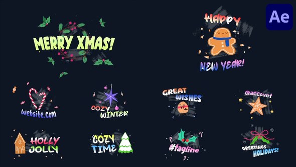 Videohive Cartoon New Year Titles for After Effects Titles template preview